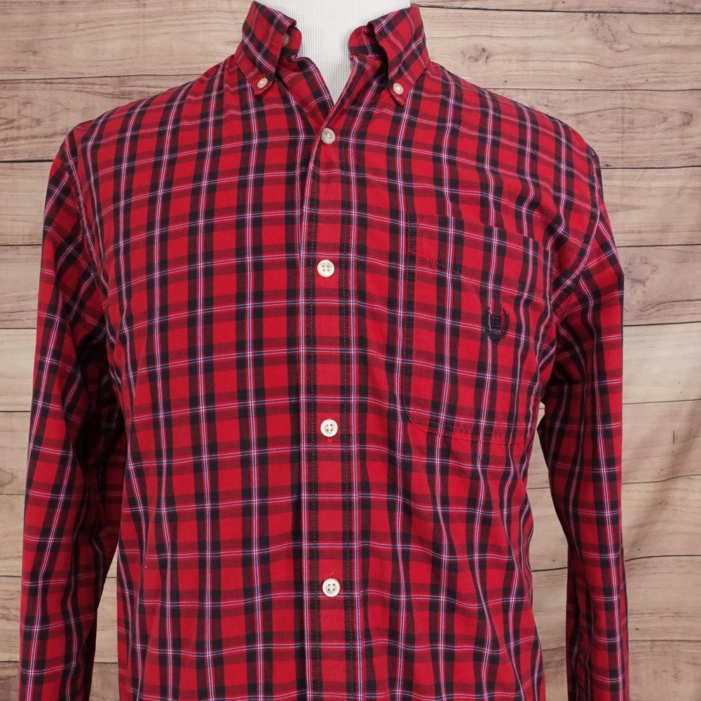 Chaps Shirt Mens LT Red Plaid Long Sleeve Button-Up Easy Care Big & Tall